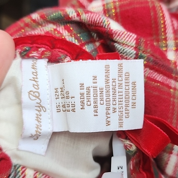 Tommy Bahama Classic Red Tartan Christmas Dress for Baby Girl Size 12 Months - Picture 12 of 13